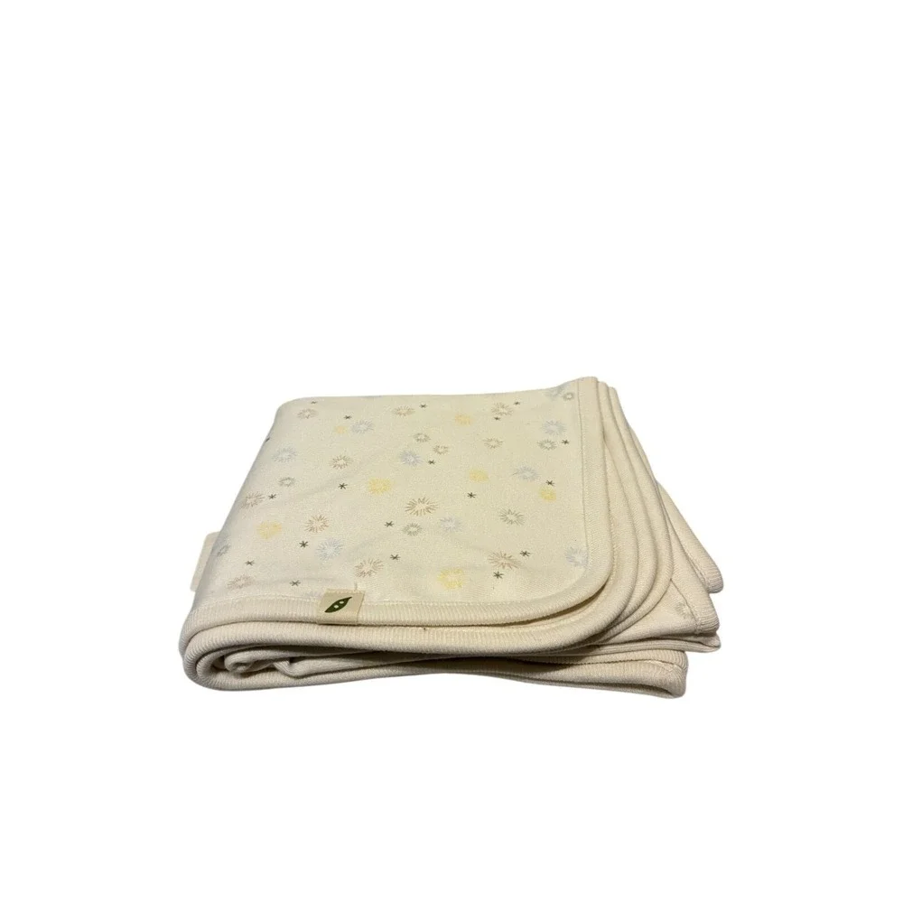 Easy‎ Peasy Organic Cotton Baby Blanket Floral Print Delicate Ivory